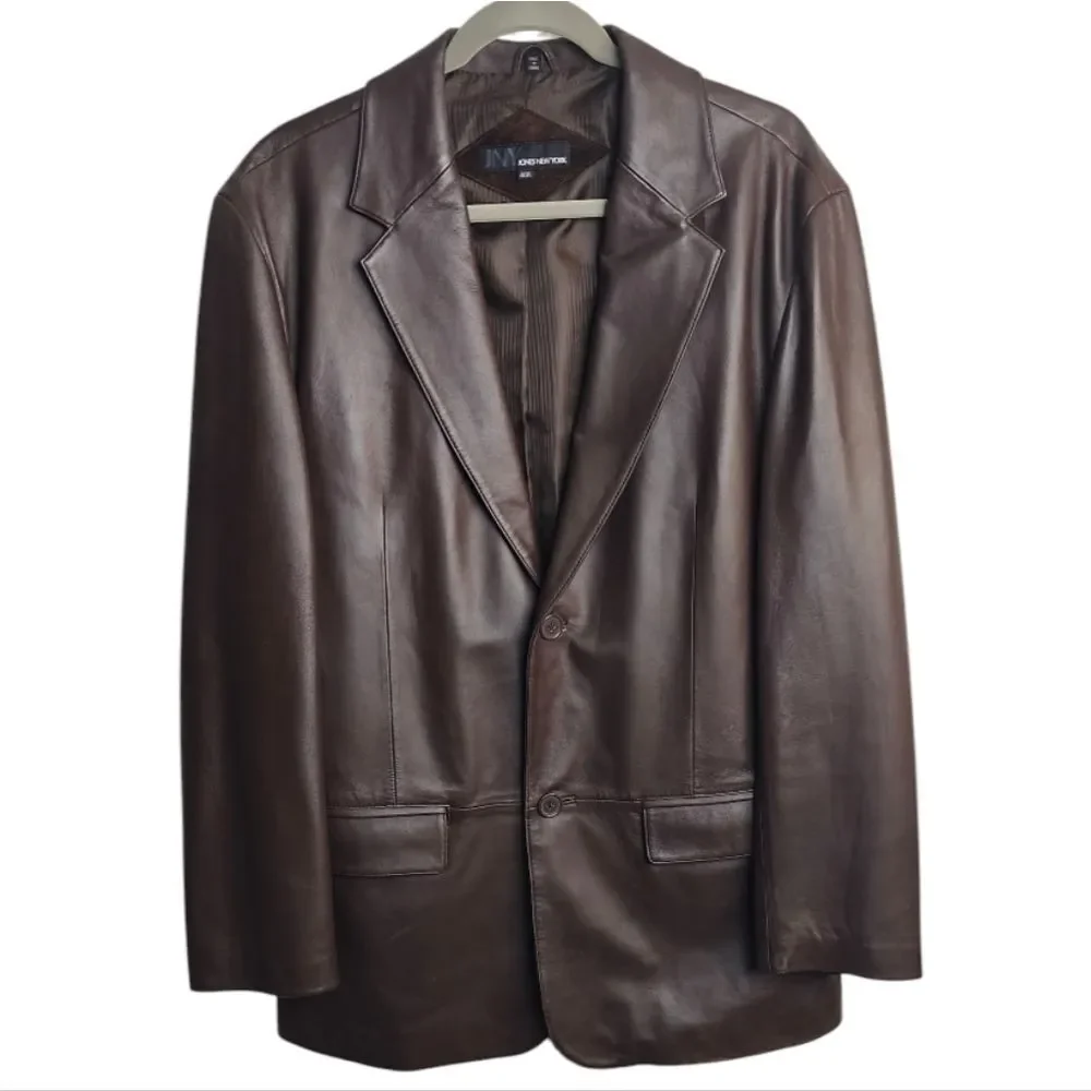 Jones New York Rich Brown Leather Blazer